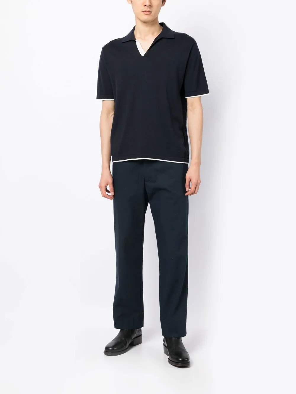 N.Peal Poloshirt met V-hals - Blauw