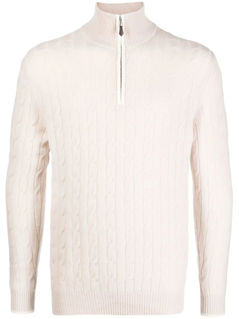 

N.Peal Cable half-zip jumper - White