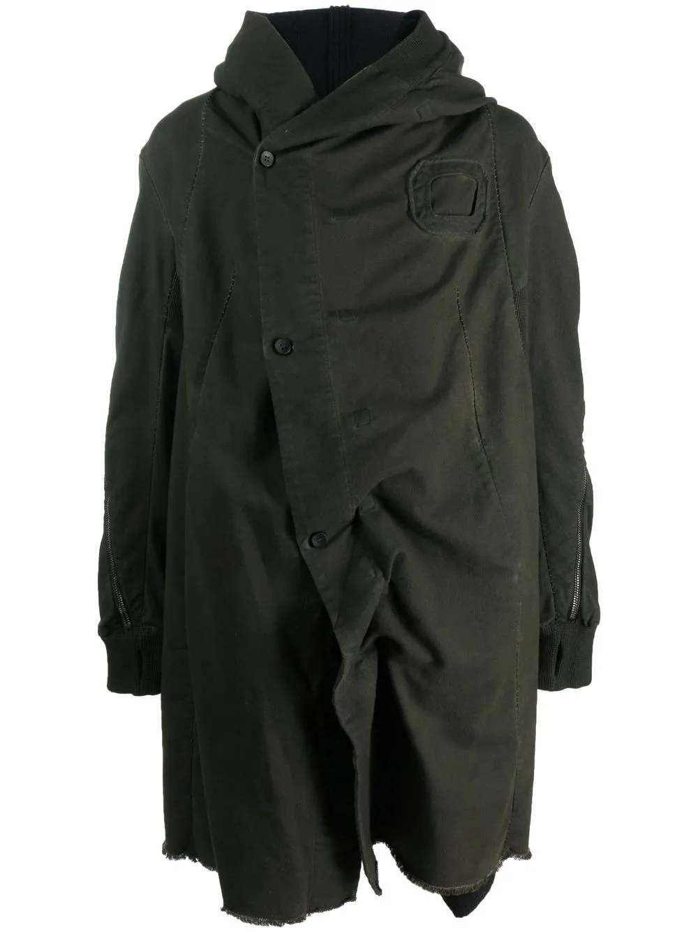 

Masnada hooded off-centre button coat - Green