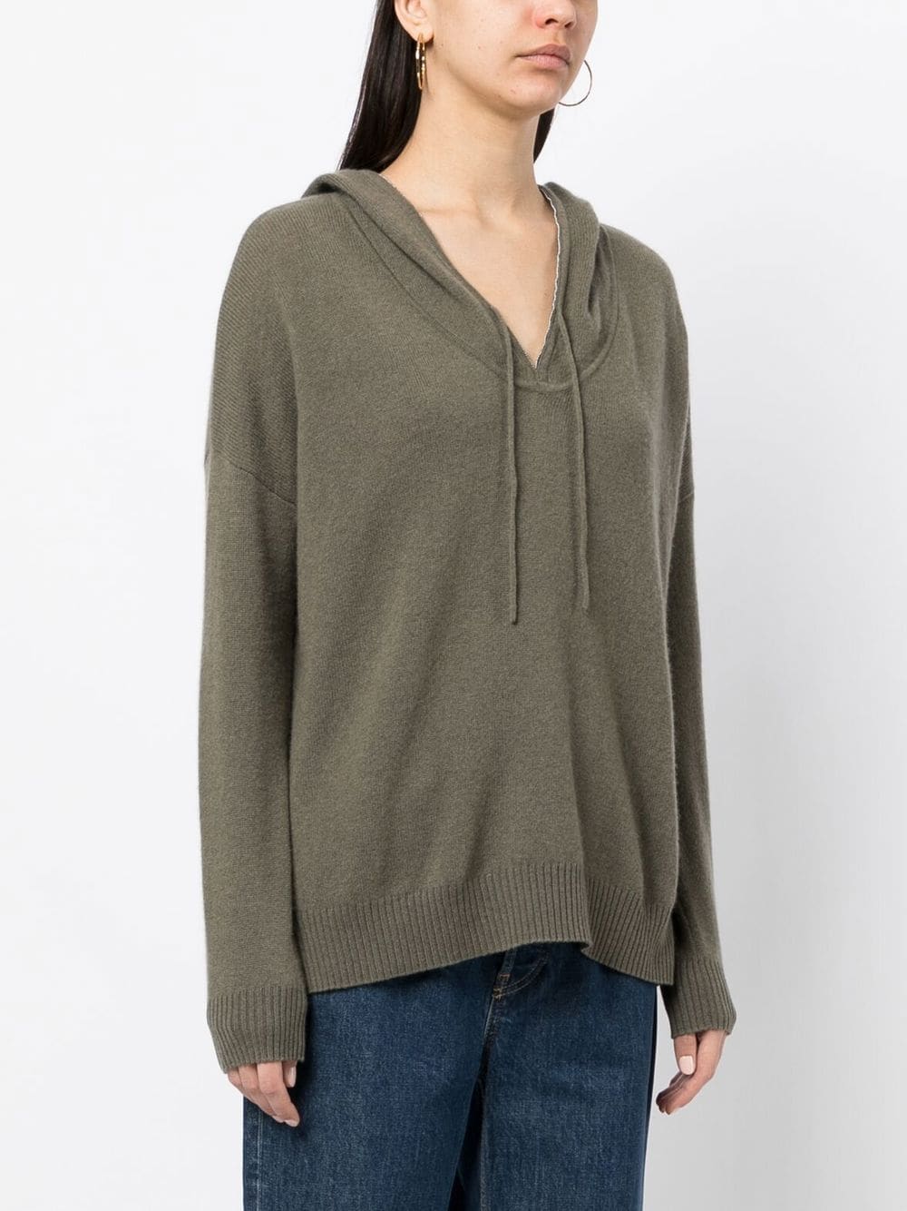 Shop N•peal Drawstring Cashmere Hoodie In Green