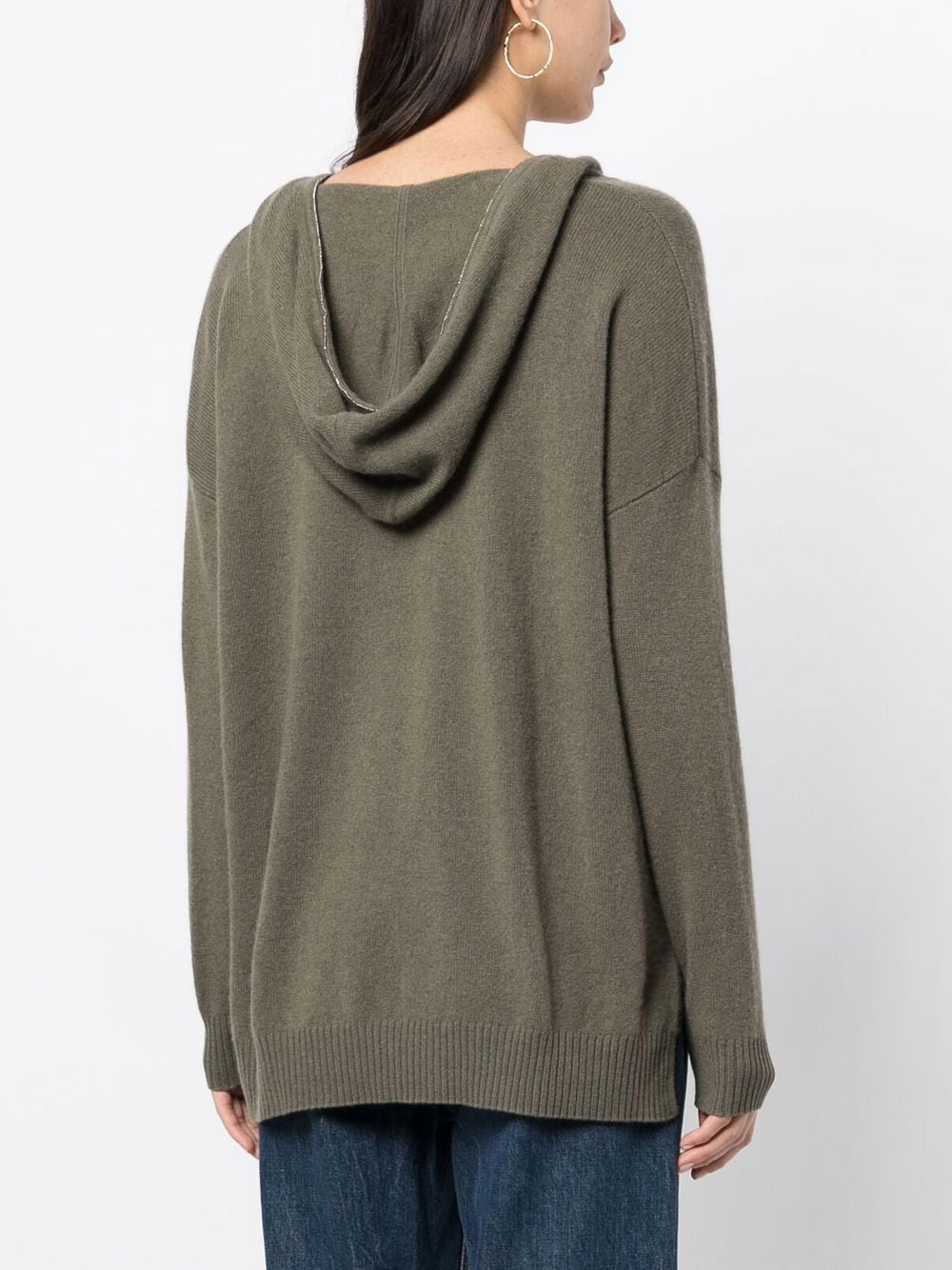 Shop N•peal Drawstring Cashmere Hoodie In Green