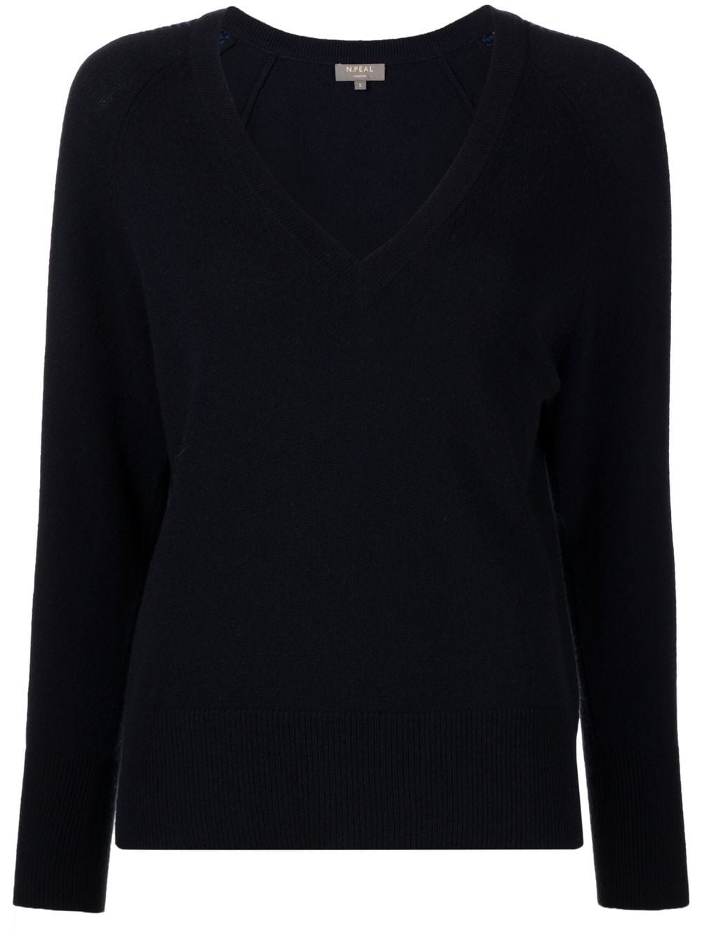 N•peal Jacquard-detail V-neck Jumper In Blue