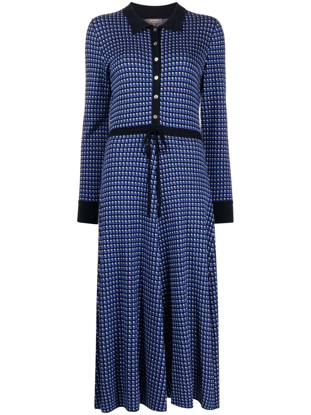 N•peal Geometric-print Knitted Dress In Blue