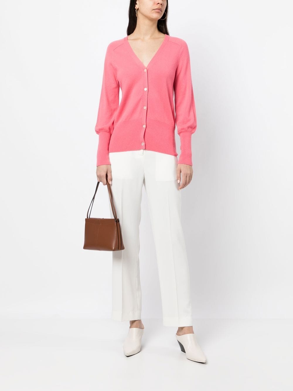 Shop N•peal Fine-knit V-neck Cardigan In Pink