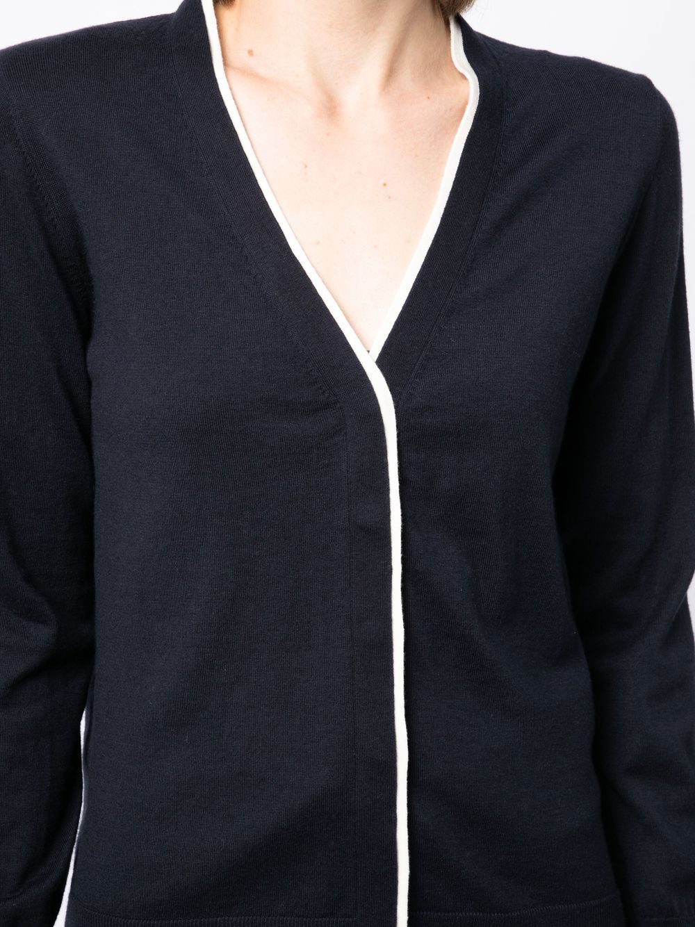 Shop N•peal Contrasting-border Cotton-cashmere Cardigan In Blue