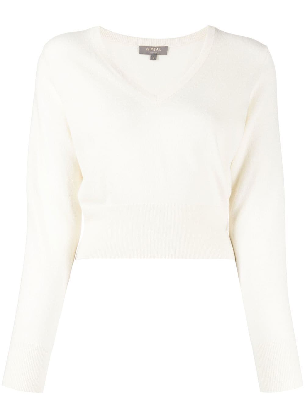 

N.Peal cropped V-neck jumper - White