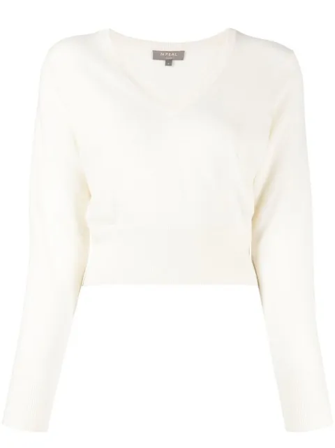 N.Peal cropped V-neck jumper
