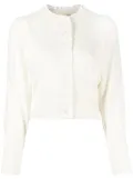 N.Peal ruffled-trim long-sleeved cardigan - White