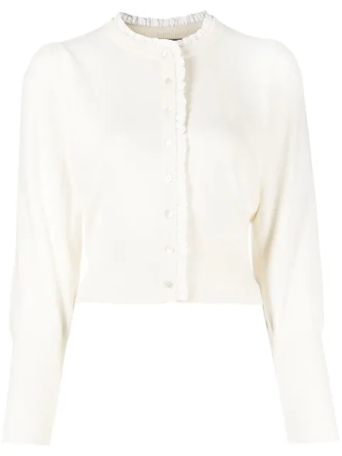 N.Peal ruffled-trim long-sleeved cardigan