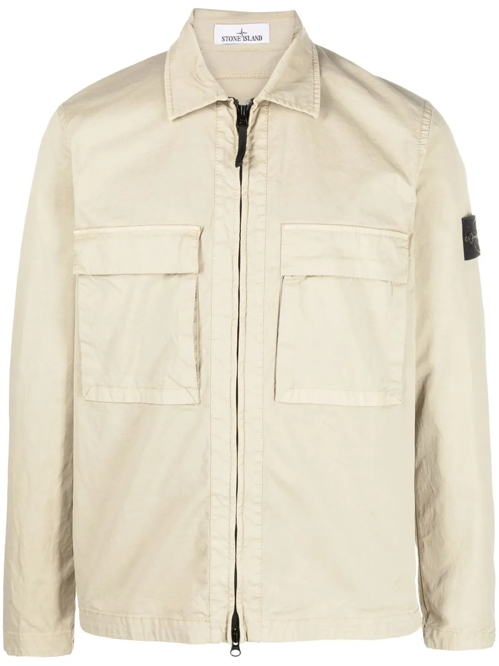 

Stone Island compass logo-patch shirt jacket - Neutrals