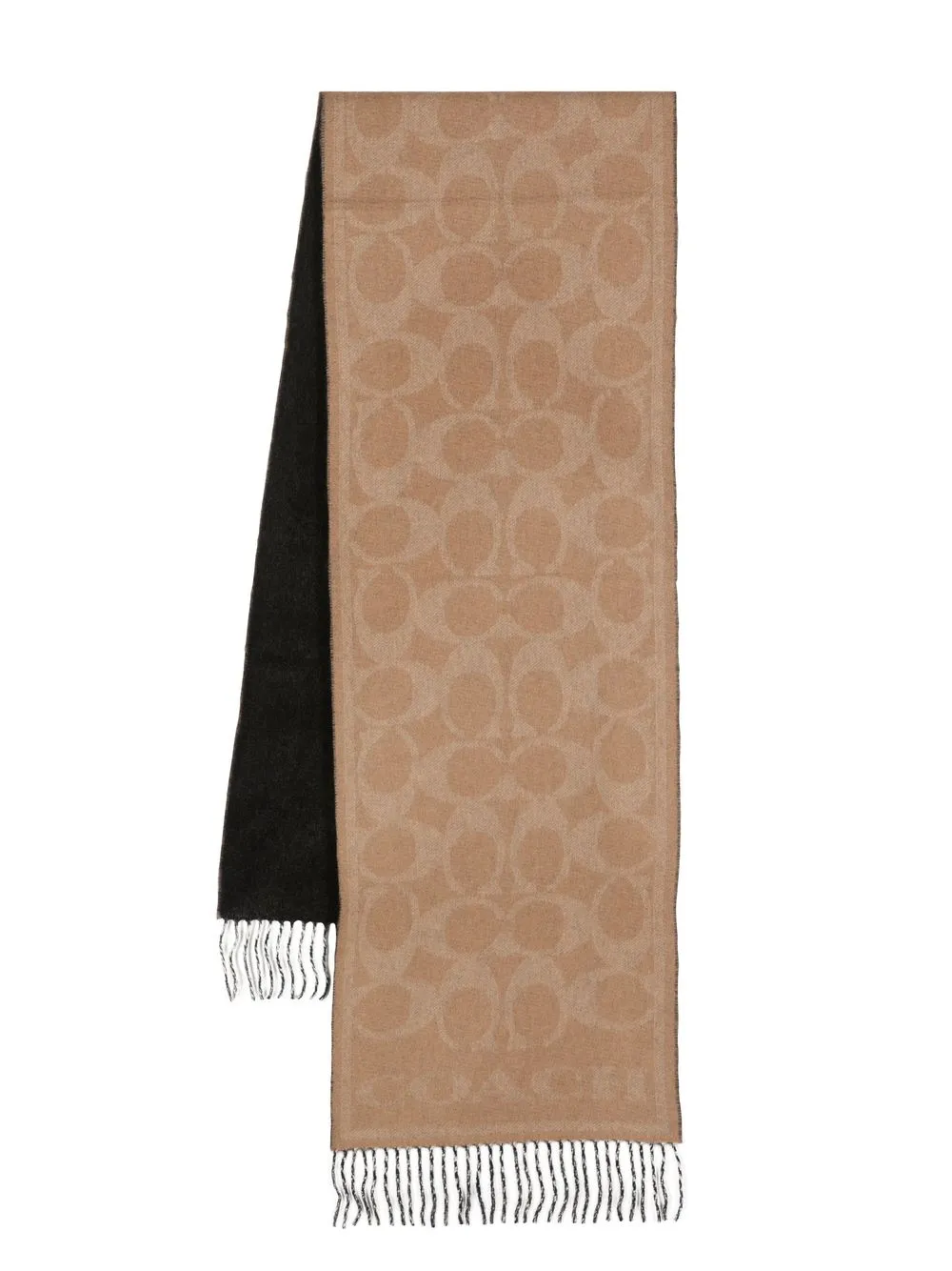 

Coach monogram-knit reversible cashmere scarf - Black