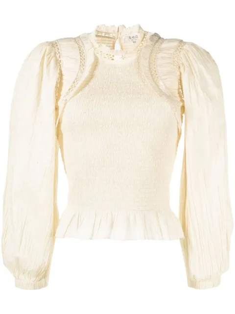 Sea Paco smocked organic cotton blouse