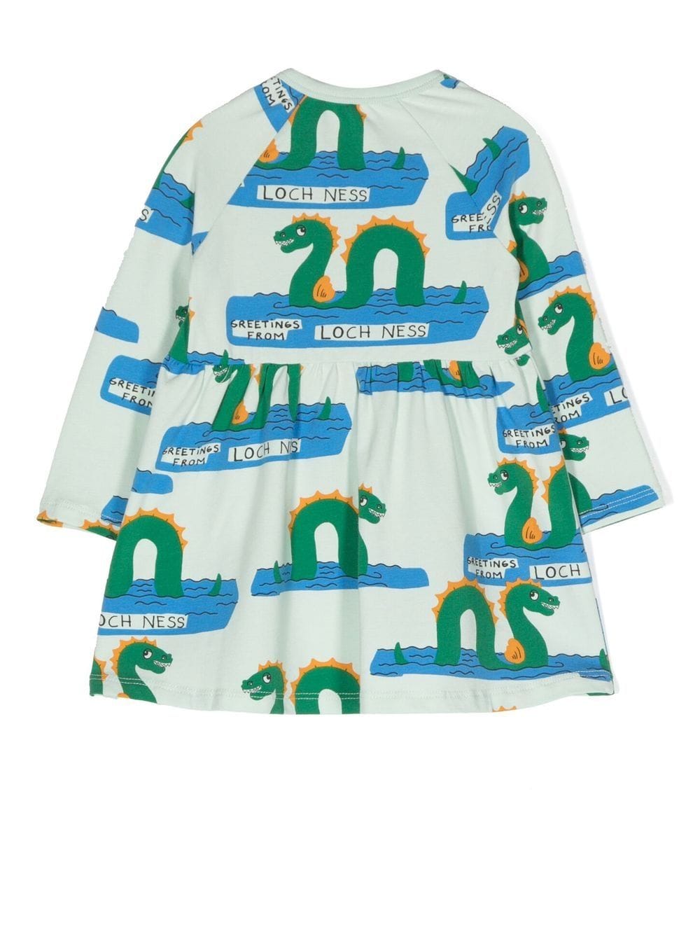 Shop Mini Rodini Loch Ness Graphic-print Midi Dress In Green