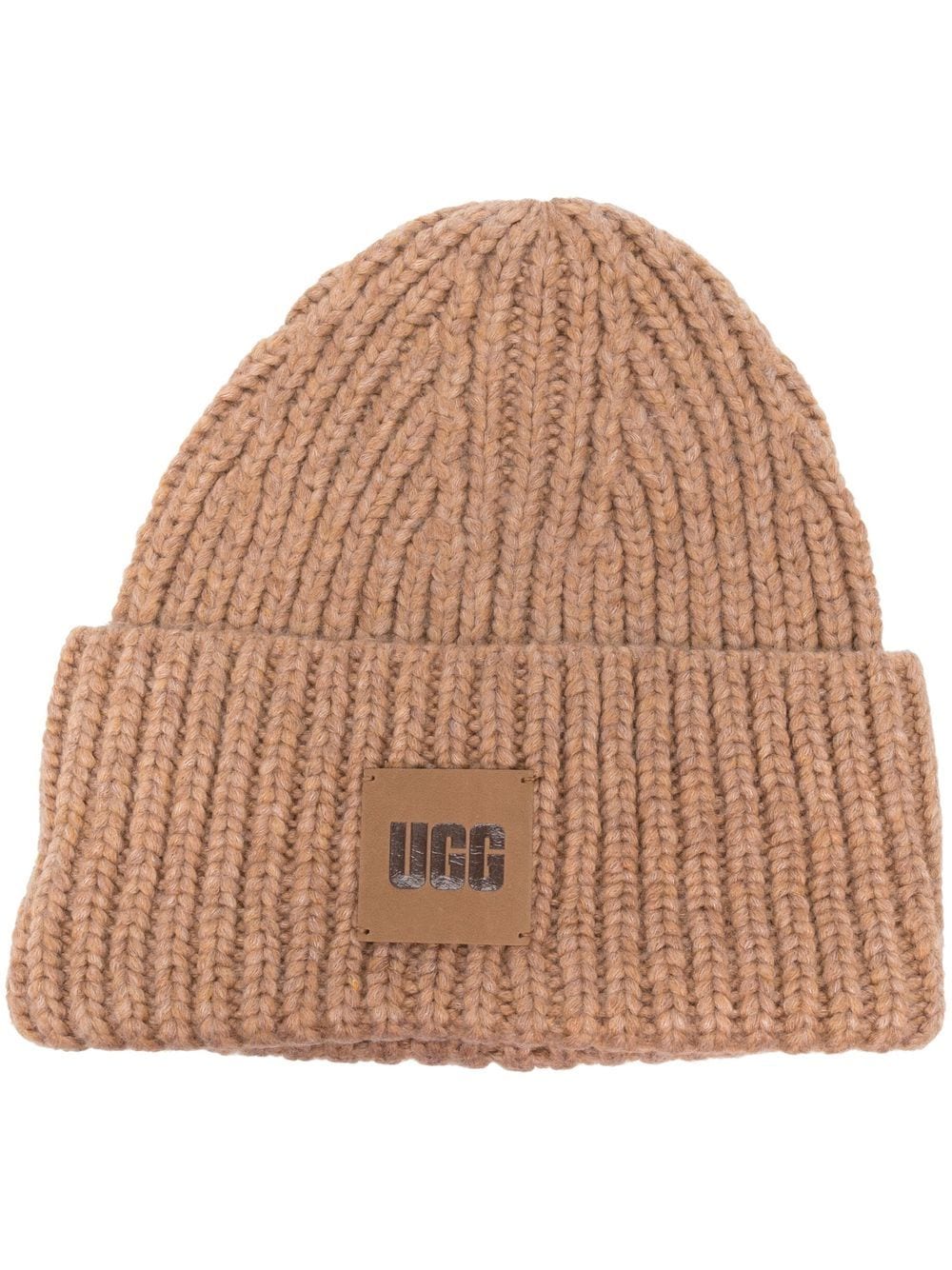 Ugg Logo-patch Knitted Beanie In Brown