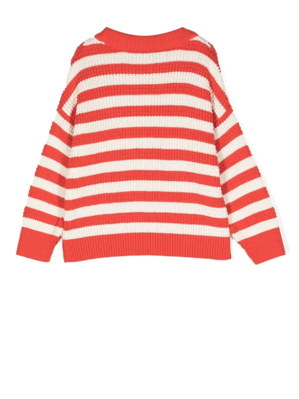 white and red striped jumper