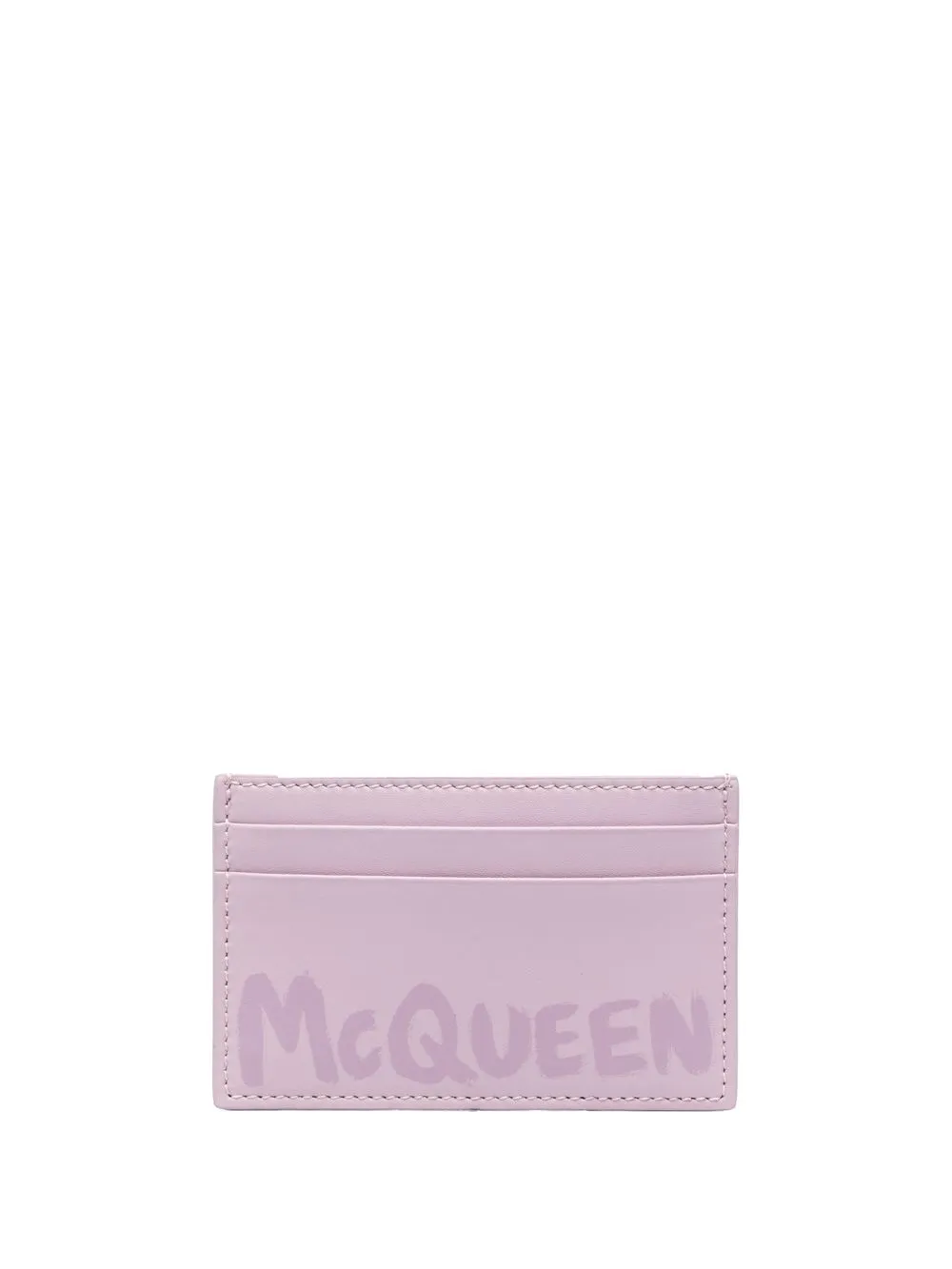

Alexander McQueen Graffiti-print leather cardholder - Purple
