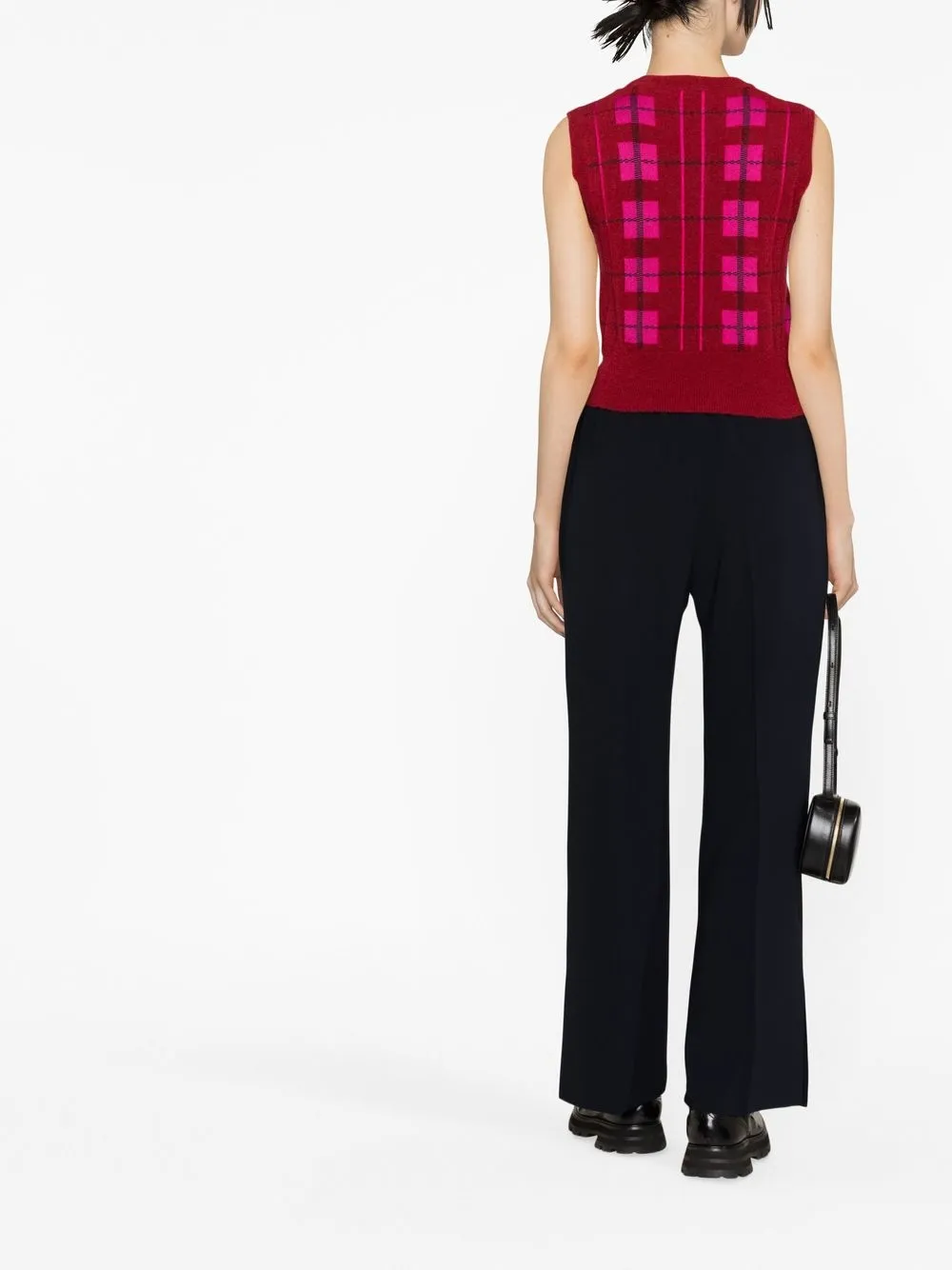 Alberto Biani Checked Knitted Vest In Blue