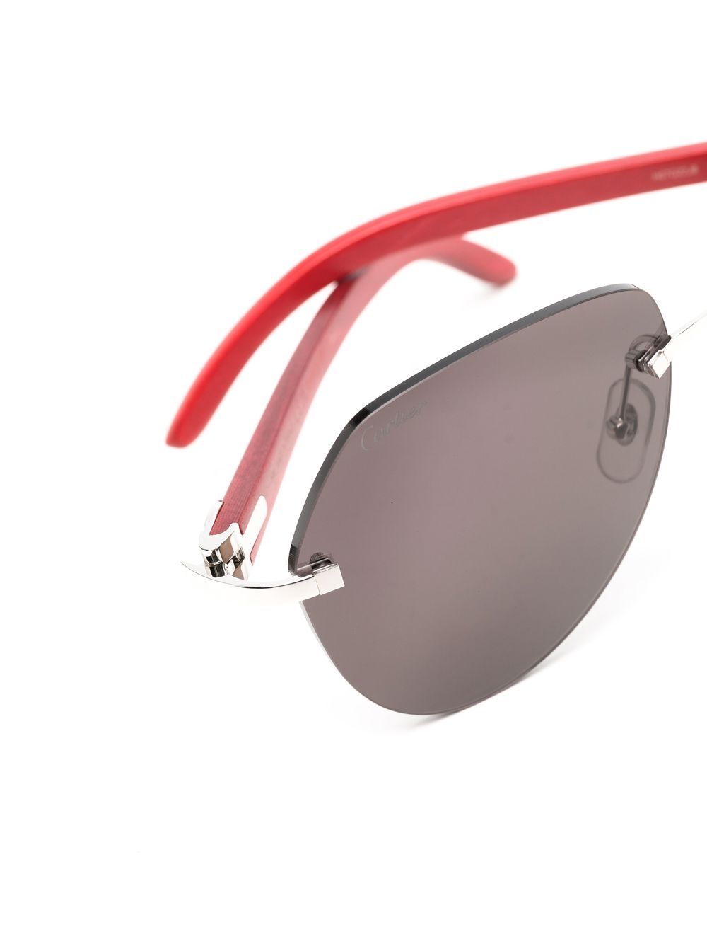 Shop Cartier Tinted Pilot-frame Sunglasses In Silver