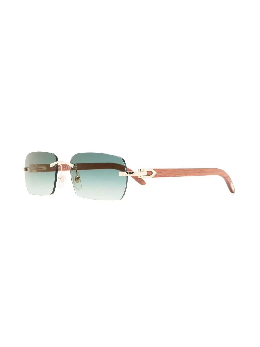 Shop Cartier Gradient Rectangle-frame Sunglasses In Gold