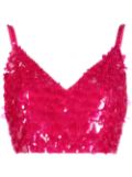 P.A.R.O.S.H. V-neck sequin embellished crop top - Pink