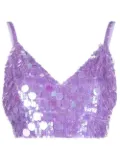 P.A.R.O.S.H. V-neck sequin embellished crop top - Purple