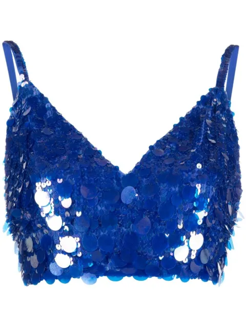 P.A.R.O.S.H. V-neck sequin embellished crop top