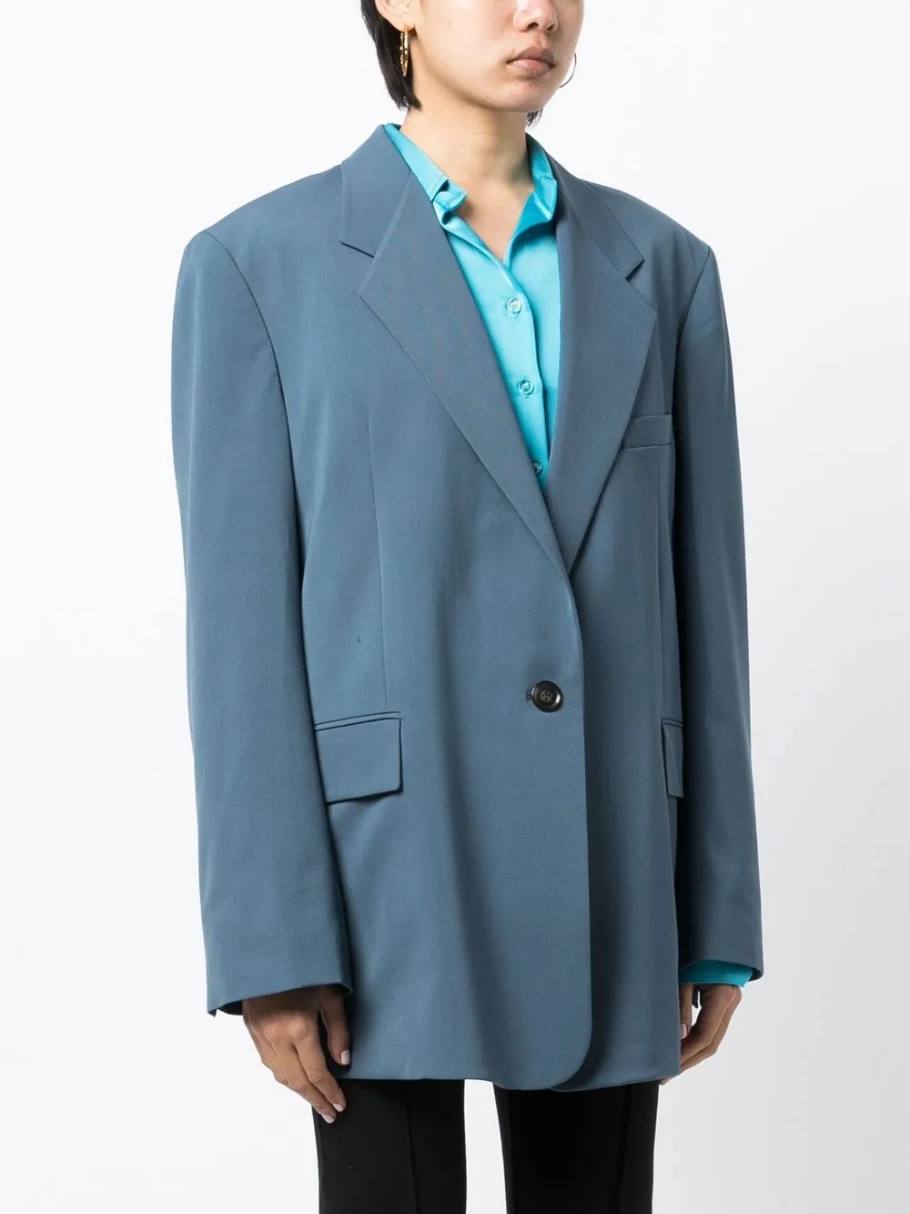 Low Classic Single-breasted Oversize-frame Blazer In 蓝色