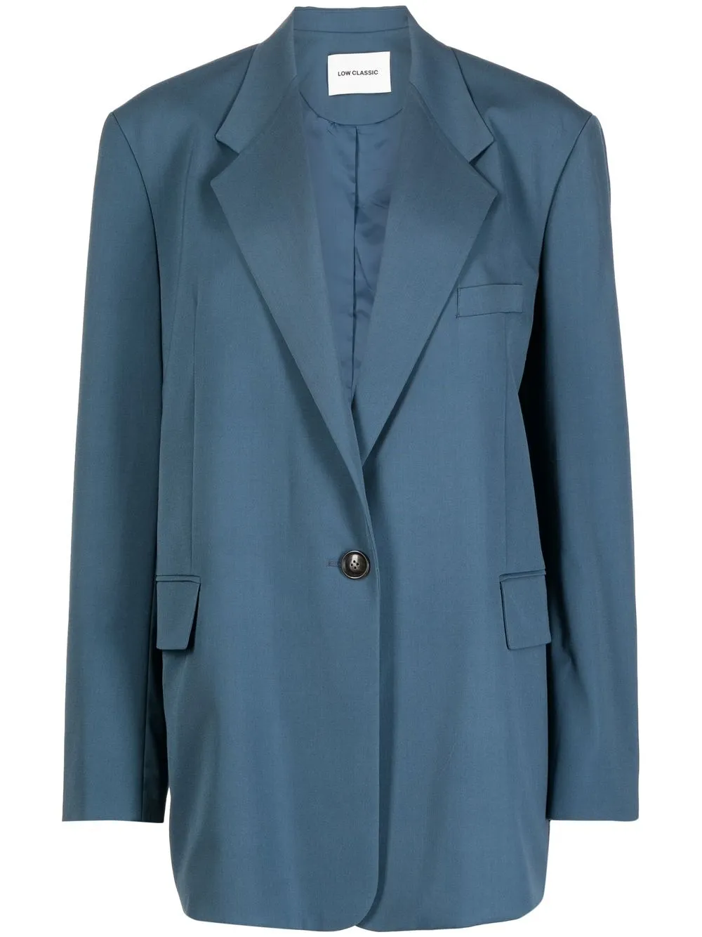 Low Classic oversized padded shoulder single-breasted blazer | Blue | Image 1