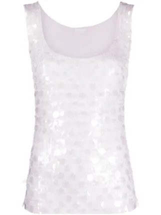 P.A.R.O.S.H. sequin-embellished Tank Top | White | FARFETCH