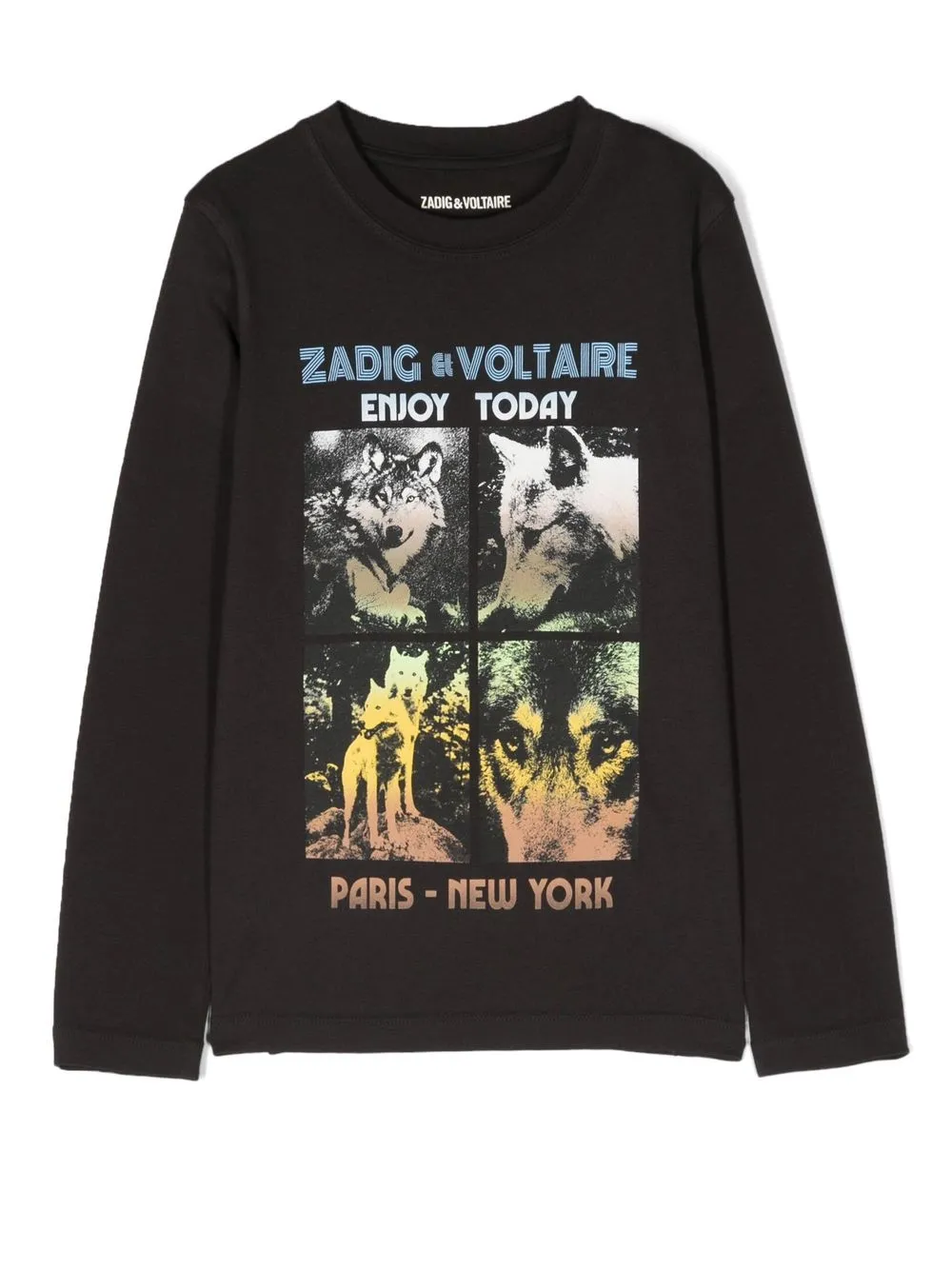 

Zadig & Voltaire Kids graphic-print long-sleeved T-shirt - Black