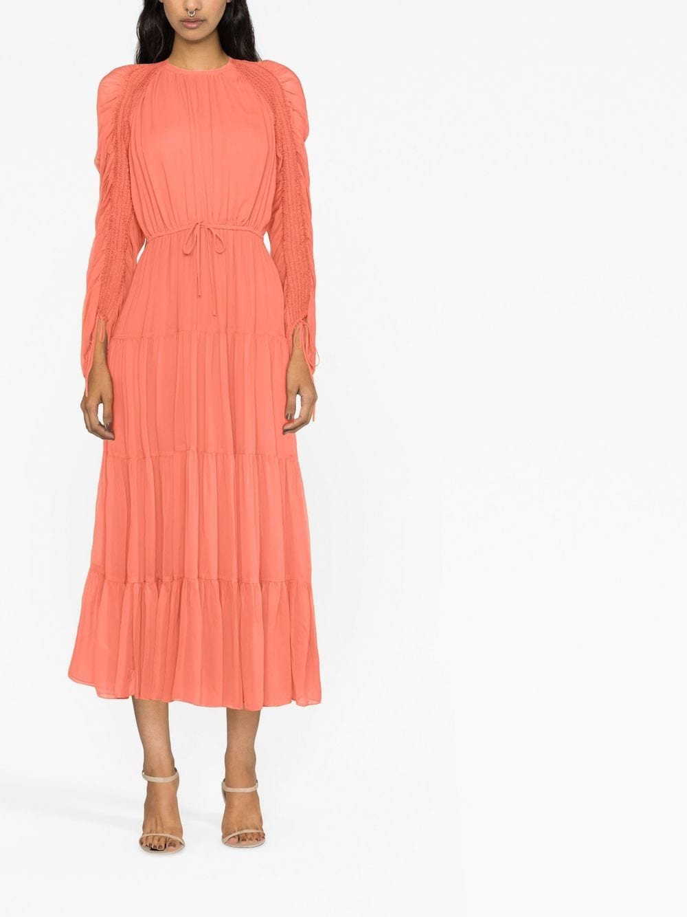 Ulla Johnson Gesmockte midi-jurk - Oranje