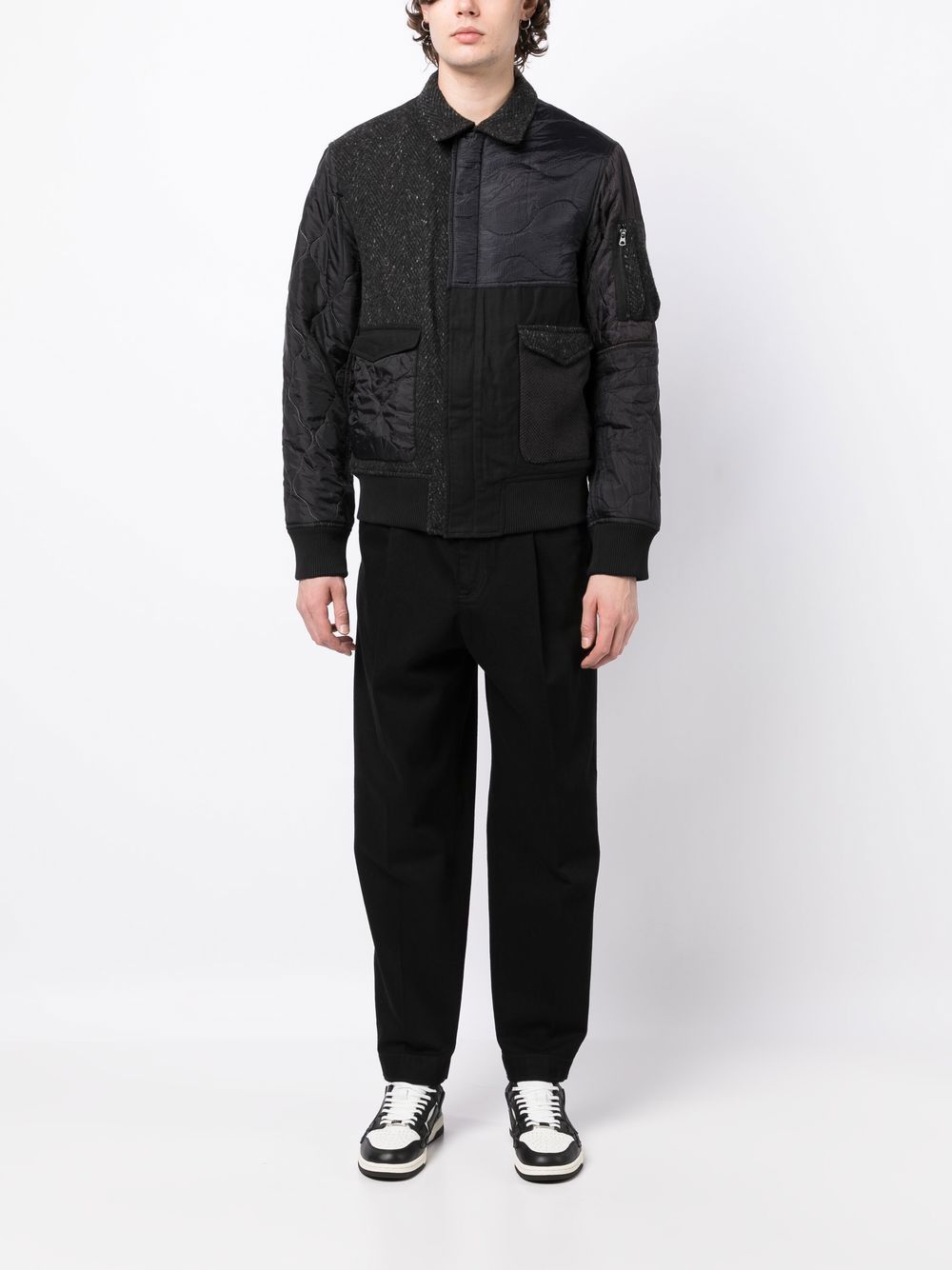 Shop Maharishi Zip-up Patchwork Jacket In Black
