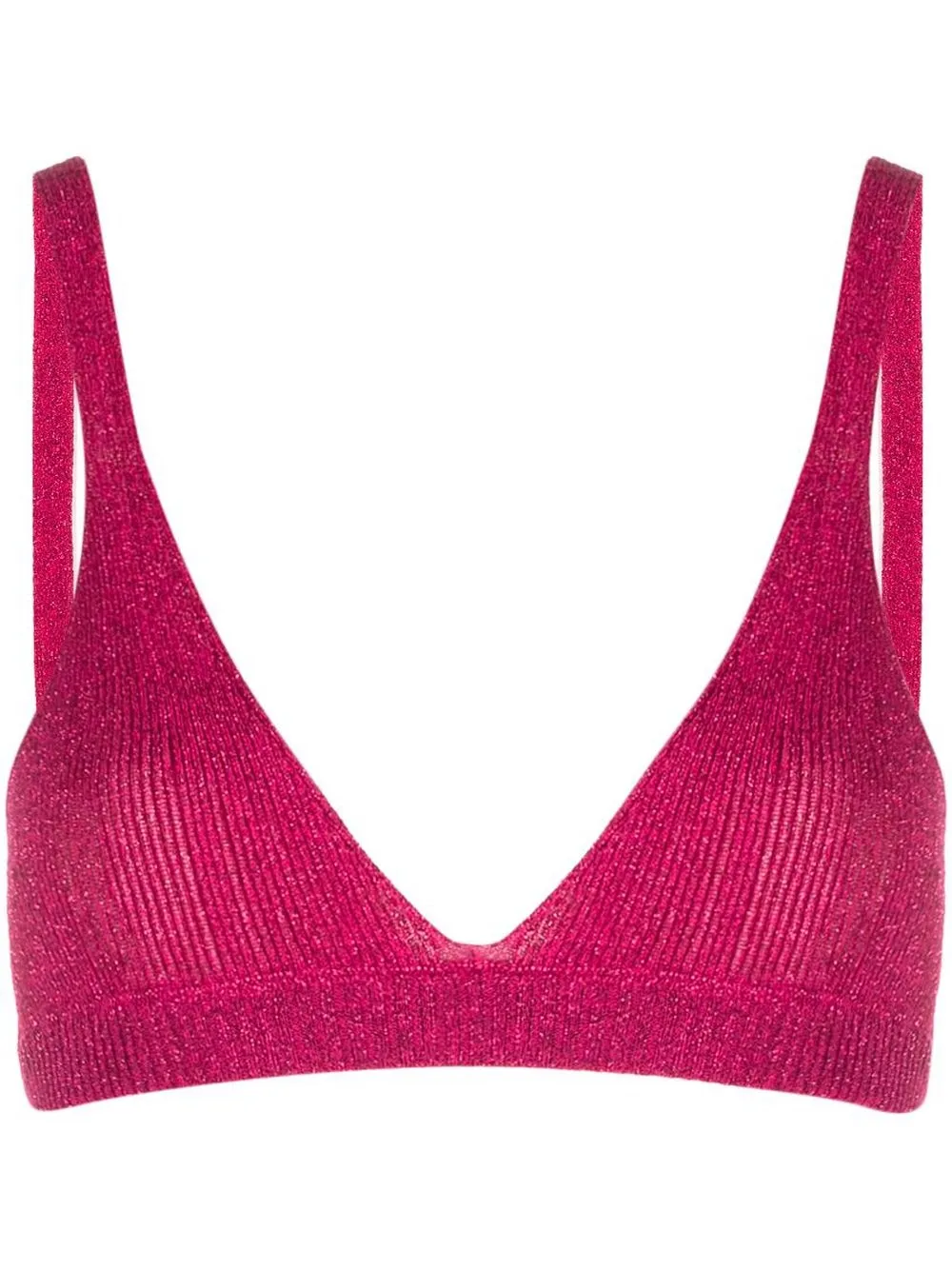 

DES PHEMMES metallic-knit triangle bra top - Pink