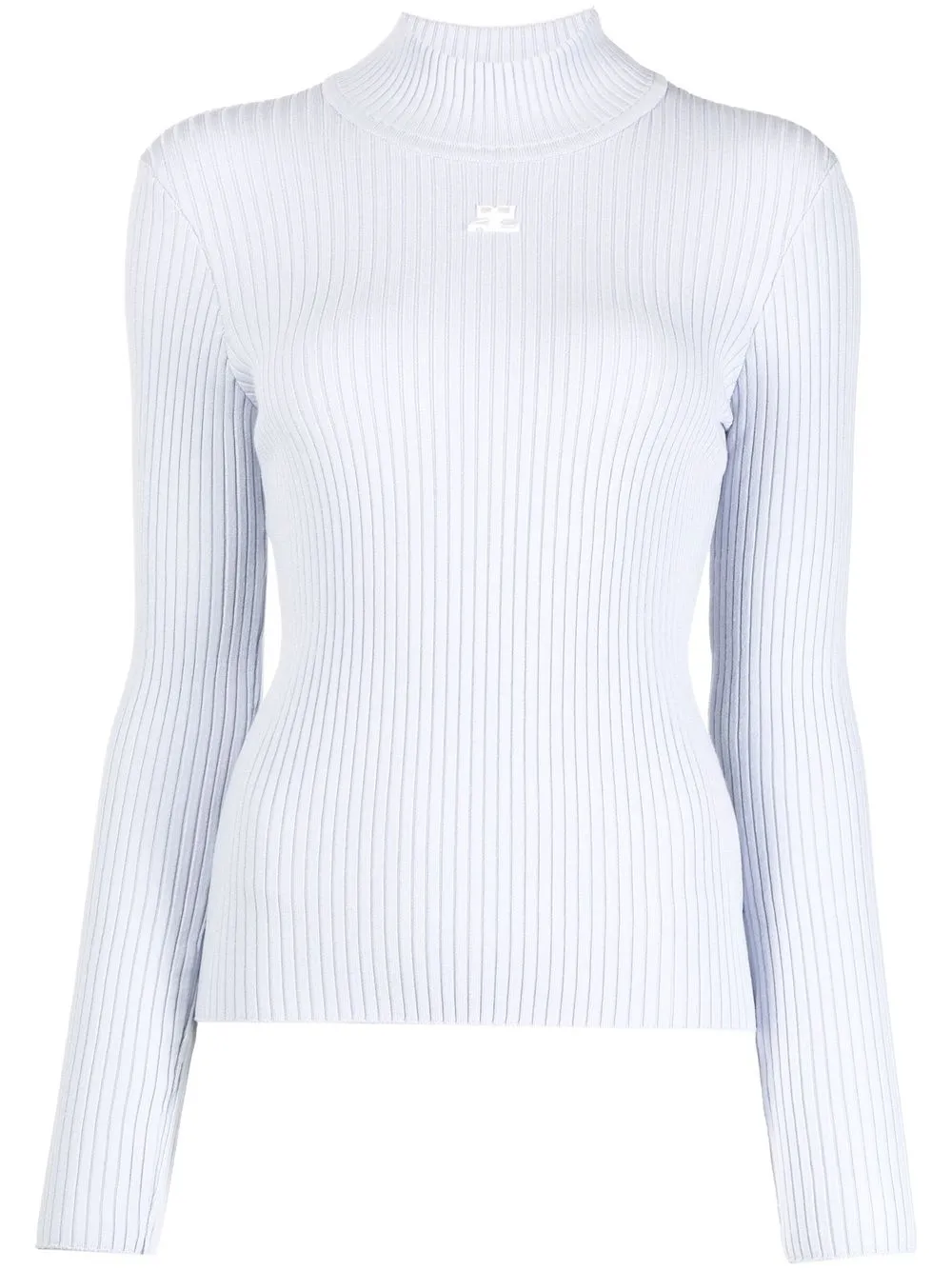 

Courrèges suéter tejido de canalé con cuello alto - Morado