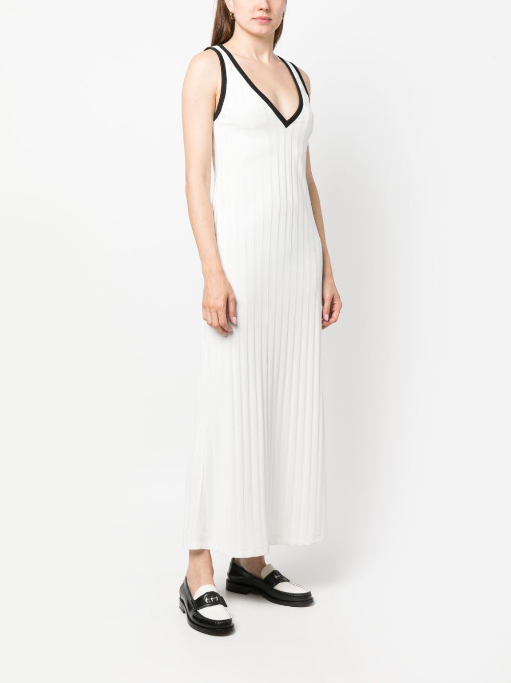 Shop Viktor & Rolf Contrasting-trim Ribbed-knit Dress In White