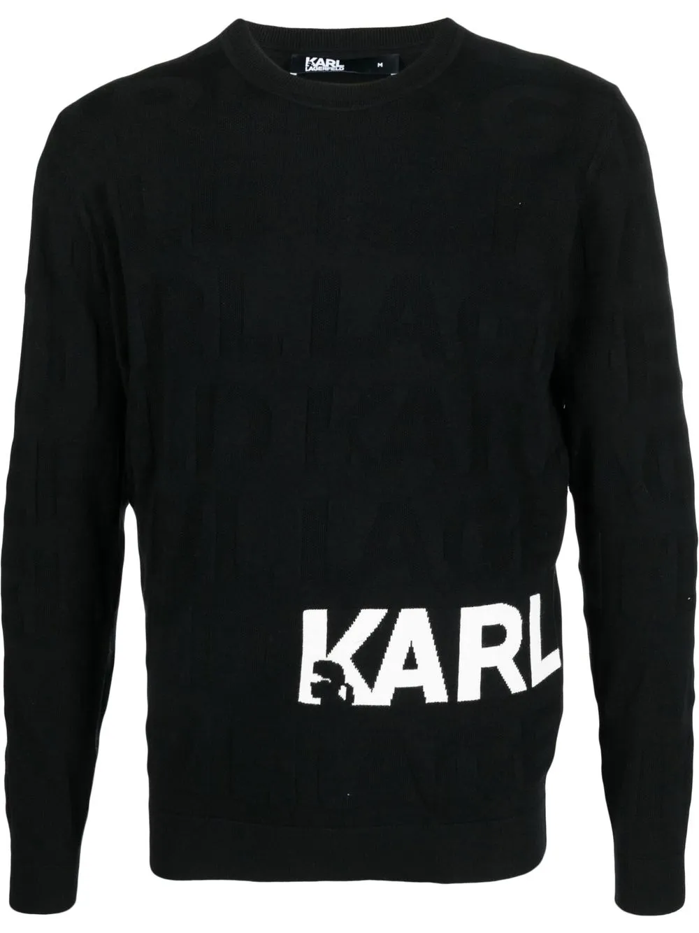 

Karl Lagerfeld intarsia-knit logo crew-neck jumper - Black