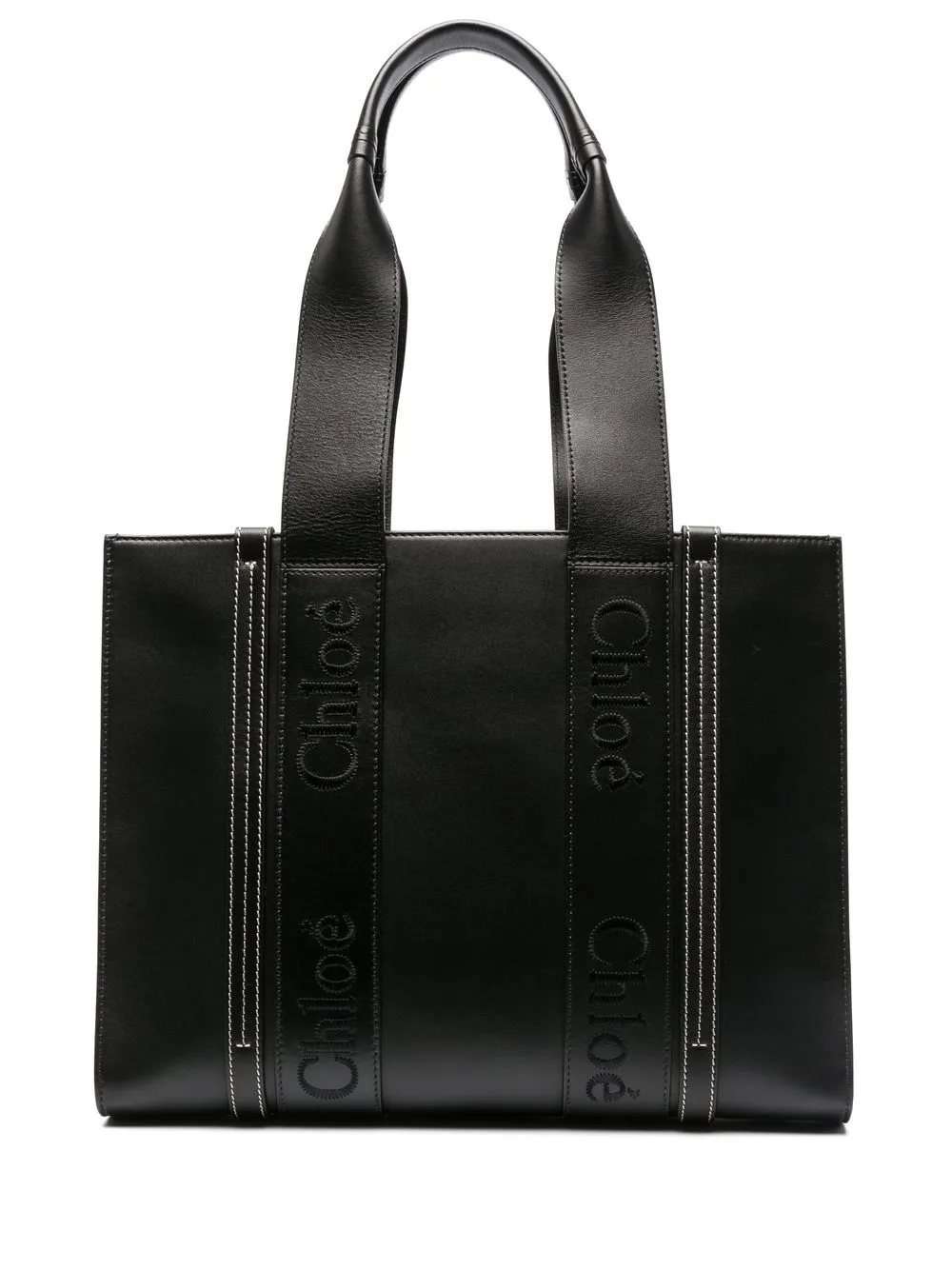 

Chloé Woody medium leather tote bag - Black