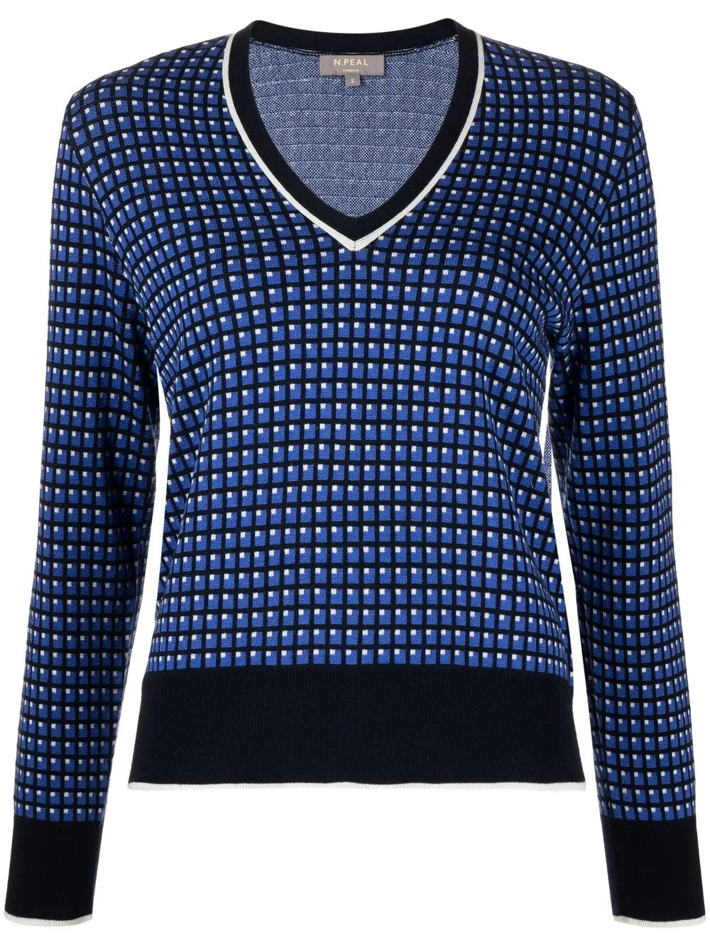 

N.Peal jacquard-check knit jumper - Blue