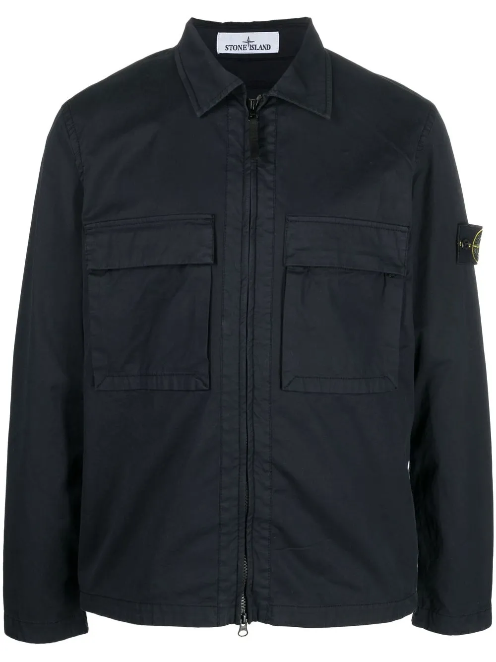 

Stone Island compass logo-patch shirt jacket - Blue