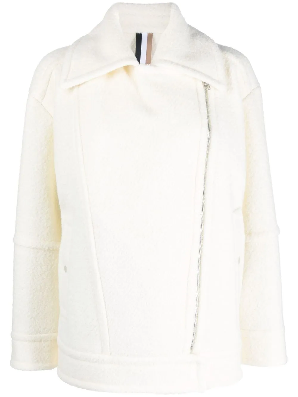 

BOSS asymmetric zip-up biker jacket - White