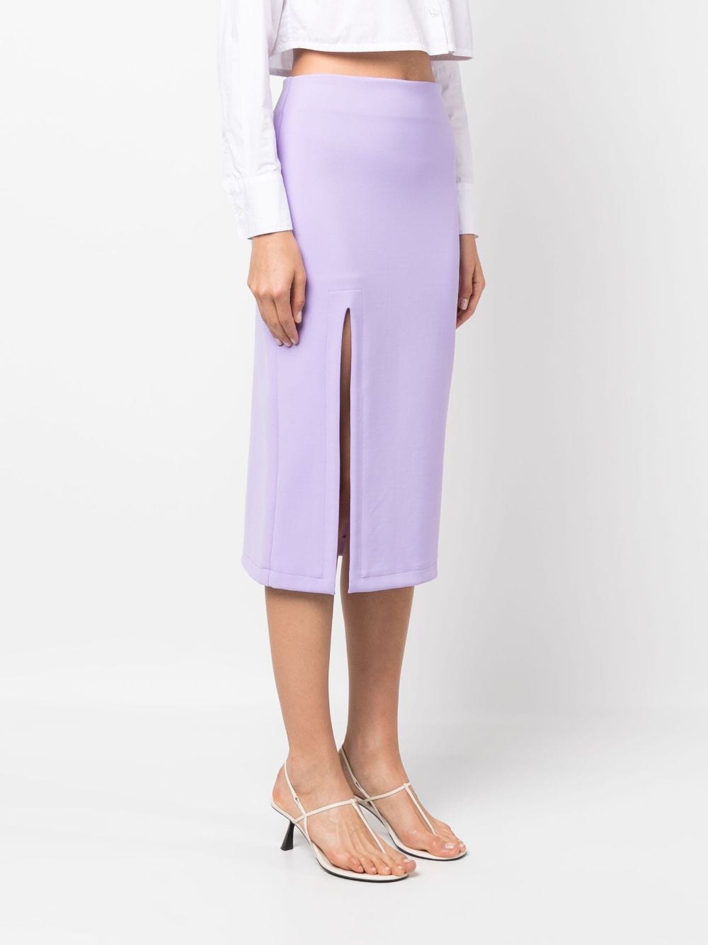 Shop Viktor & Rolf High-waisted Midi Skirt In Purple