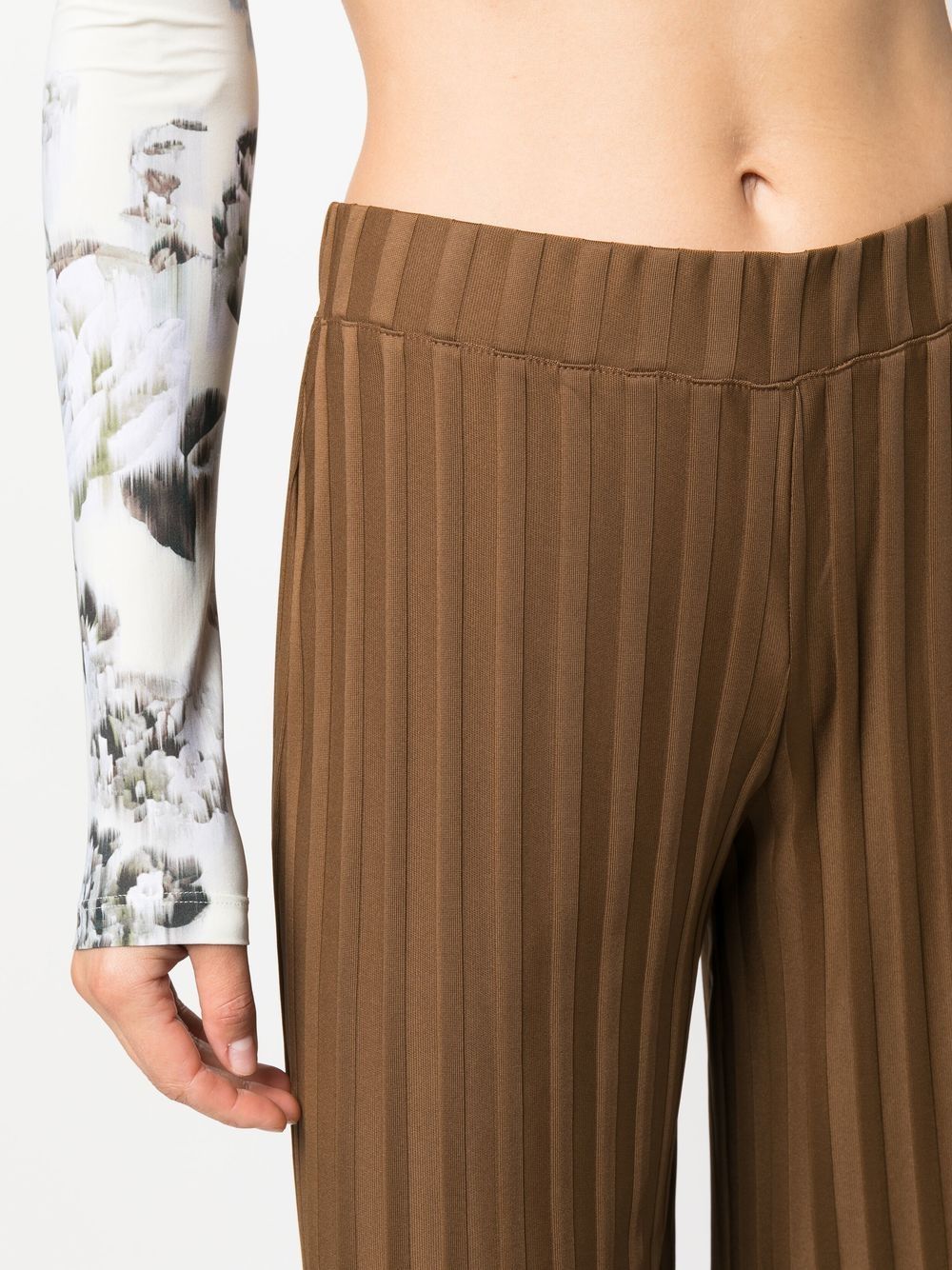 Shop Viktor & Rolf Ribbed-knit Wide-leg Trousers In Brown