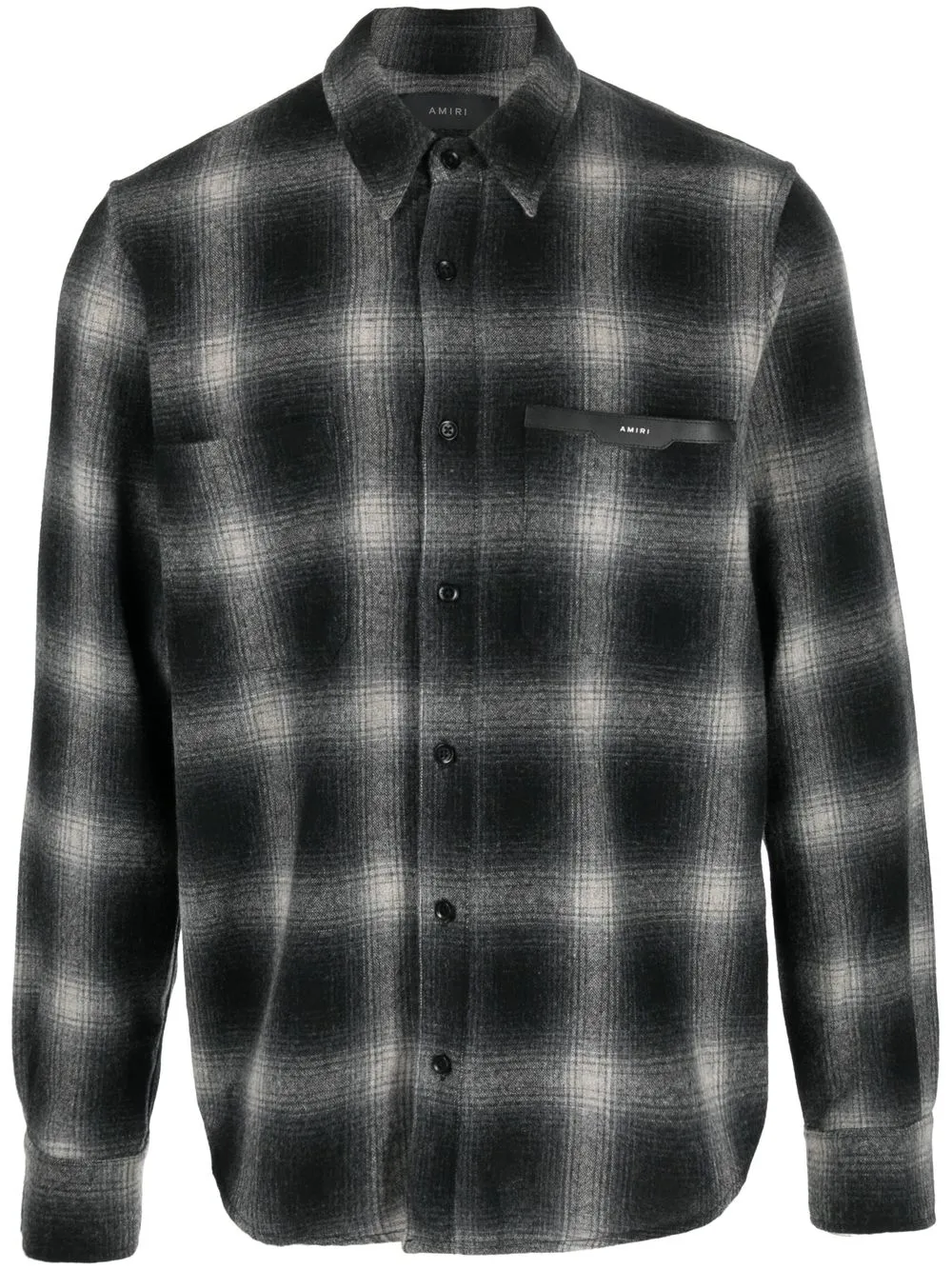 

AMIRI logo-patch check-print shirt - Black