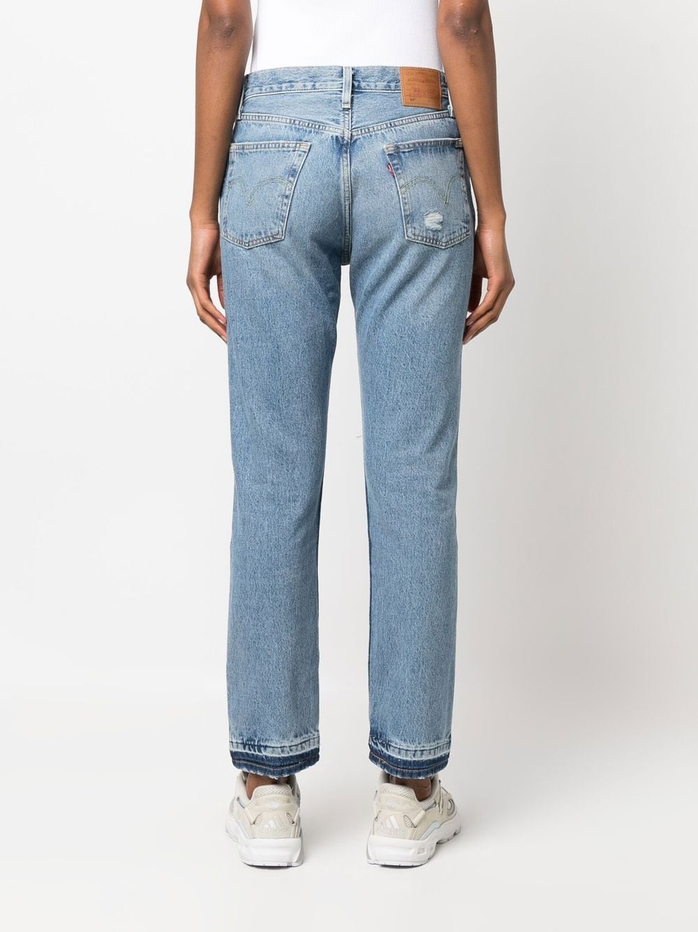 Shop Levi's Ripped-detail Cropped Jeans In Blue