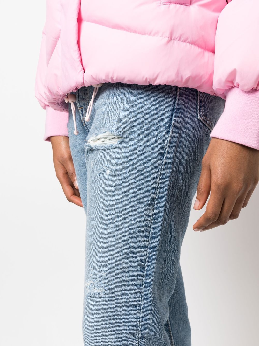 Shop Levi's Ripped-detail Cropped Jeans In Blue