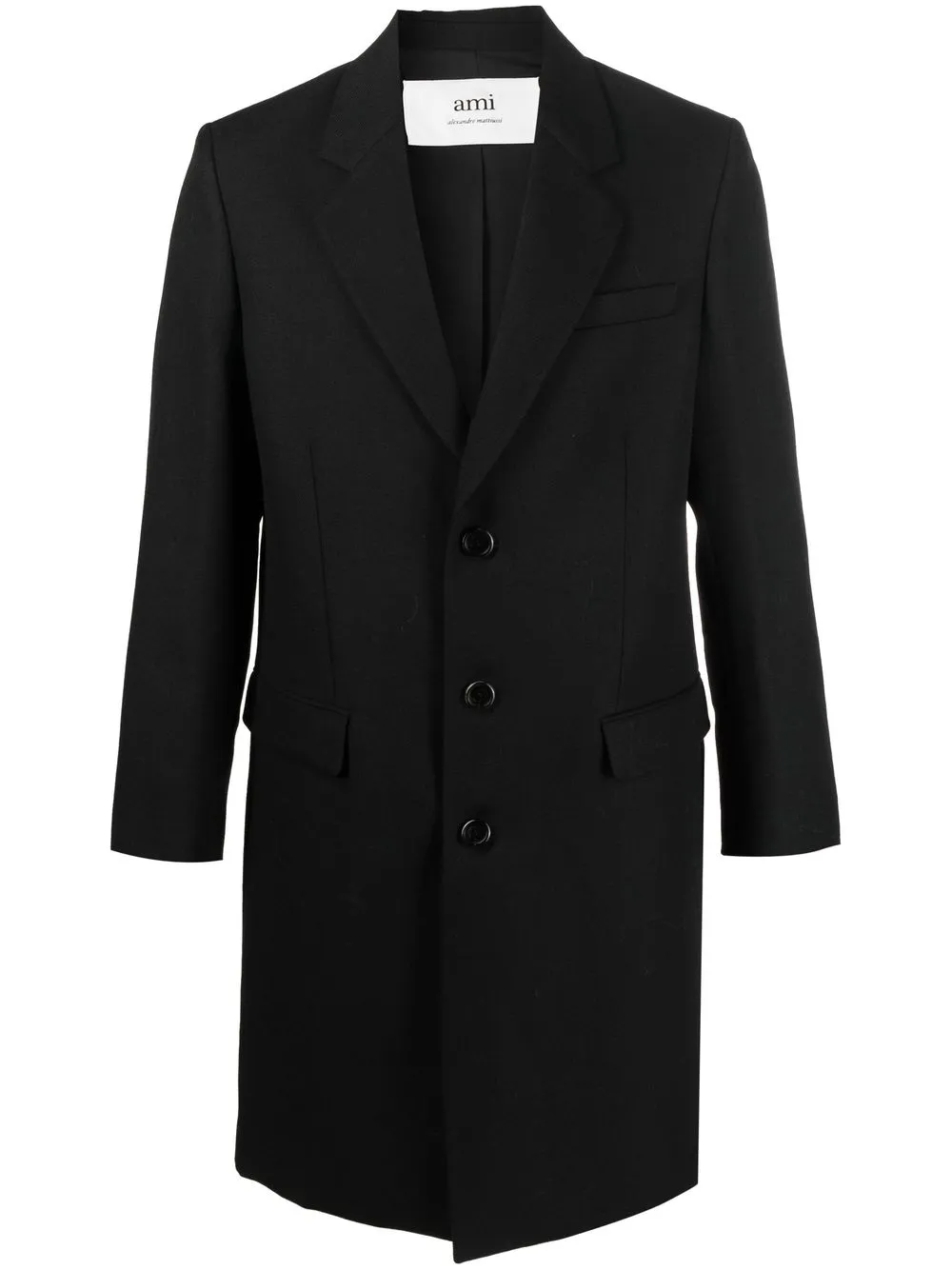 

AMI Paris notched-lapel single-breasted coat - Black