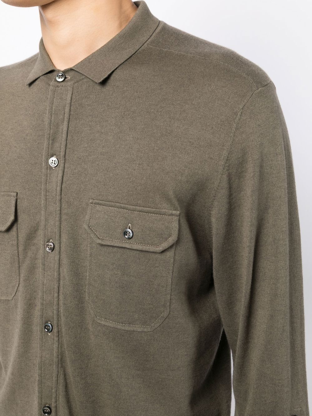 Shop N•peal Double-pocket Knit Shirt In Brown