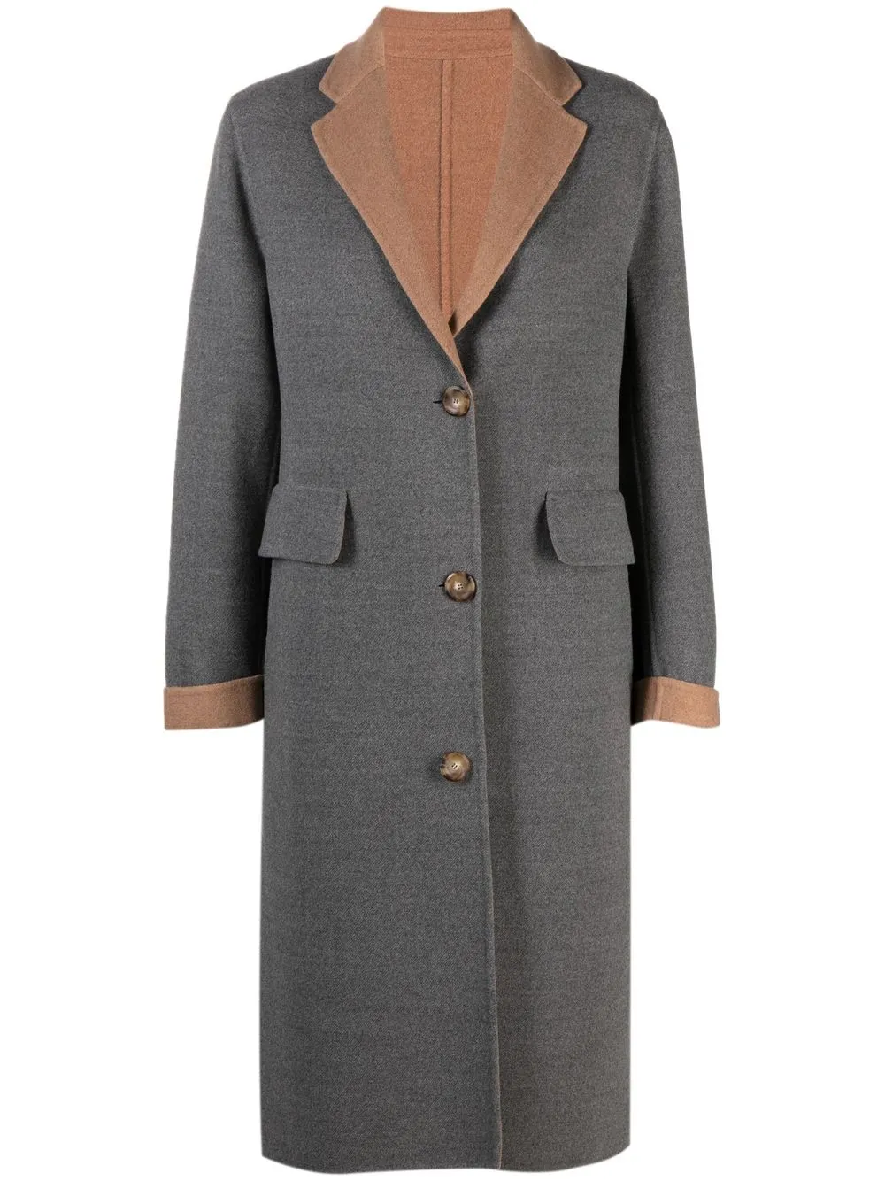 

Eleventy two-tone single-breasted wool coat - Grey