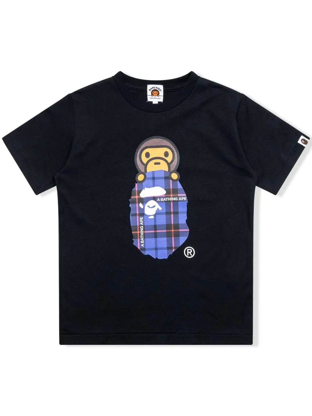 

A BATHING APE® logo check Milo on Ape T-shirt - Black