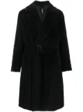 Hevo belted ribbed coat - Black
